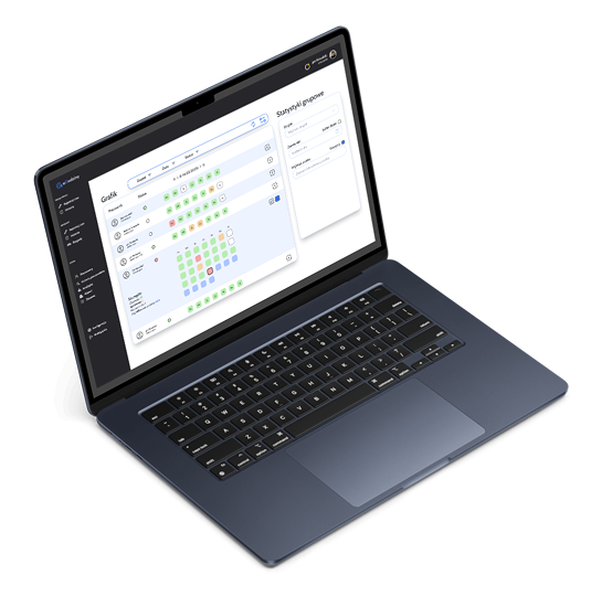 Podgląd systemu eGodziny na laptopie