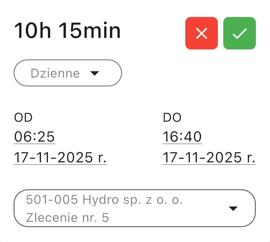eGodziny interfejs
